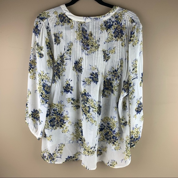 Joie White Floral 3/4 Sleeve Blouse Small - Picture 4 of 11